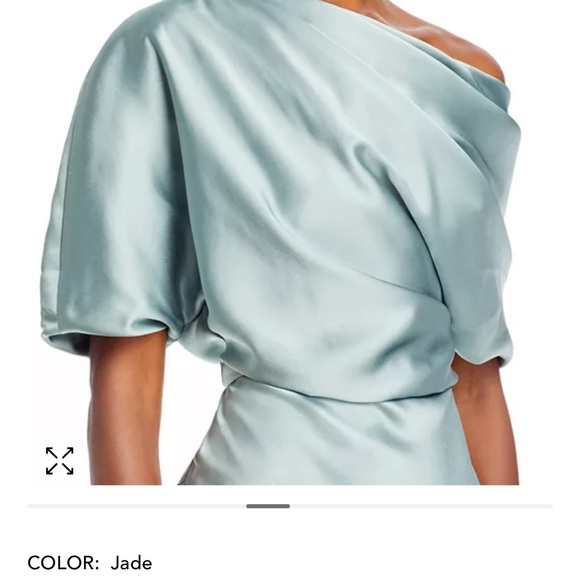 Draped Satin One Shoulder Dress - Picture 2 of 5